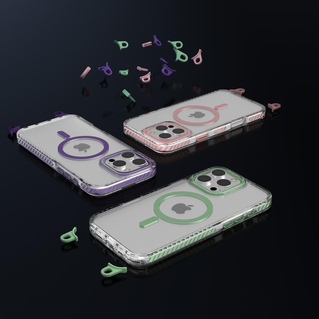 For iPhone 14 Pro Max Magnetic Phone Case Compatible with MagSafe PC+TPU Cover with Lanyard Hole