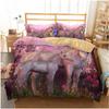 White Horse Print Bedding Set,Unicorn Pattern Duvet Cover Set with Zipper Pillowcase Gifts Multi Styles Customizable Size