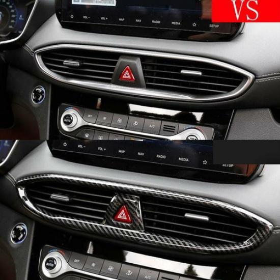 Carbon Fiber Center Air Outlet Vent Cover Trim Fits For Hyundai Santa Fe -22
