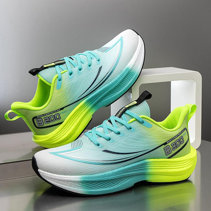 2025 spring new running shoes men's shock absorption racing marathon student sports shoes carbon board student physical training shoes