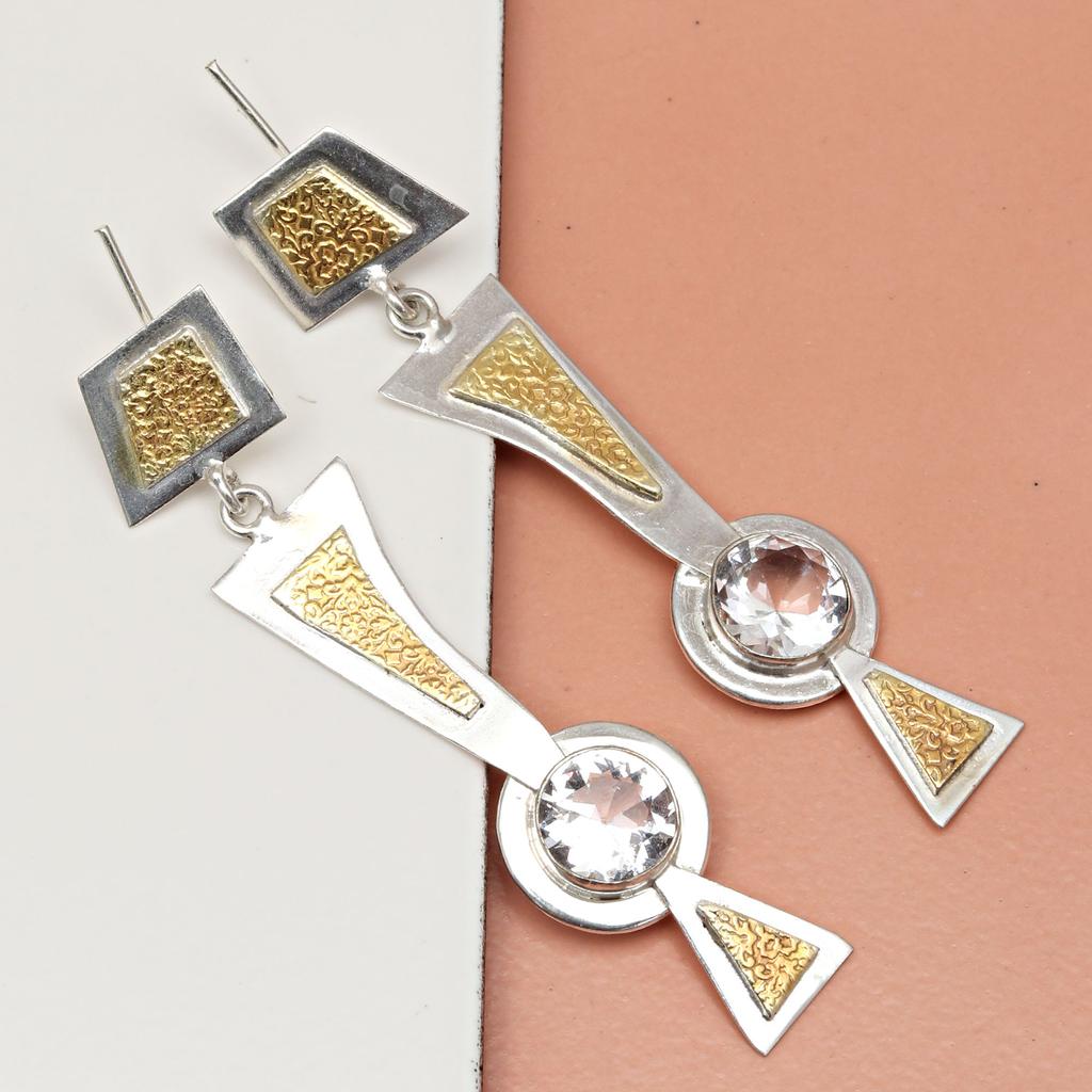 925 Silver White Topaz Sterling Earring Jewelry Gemstone Handmade Earrings