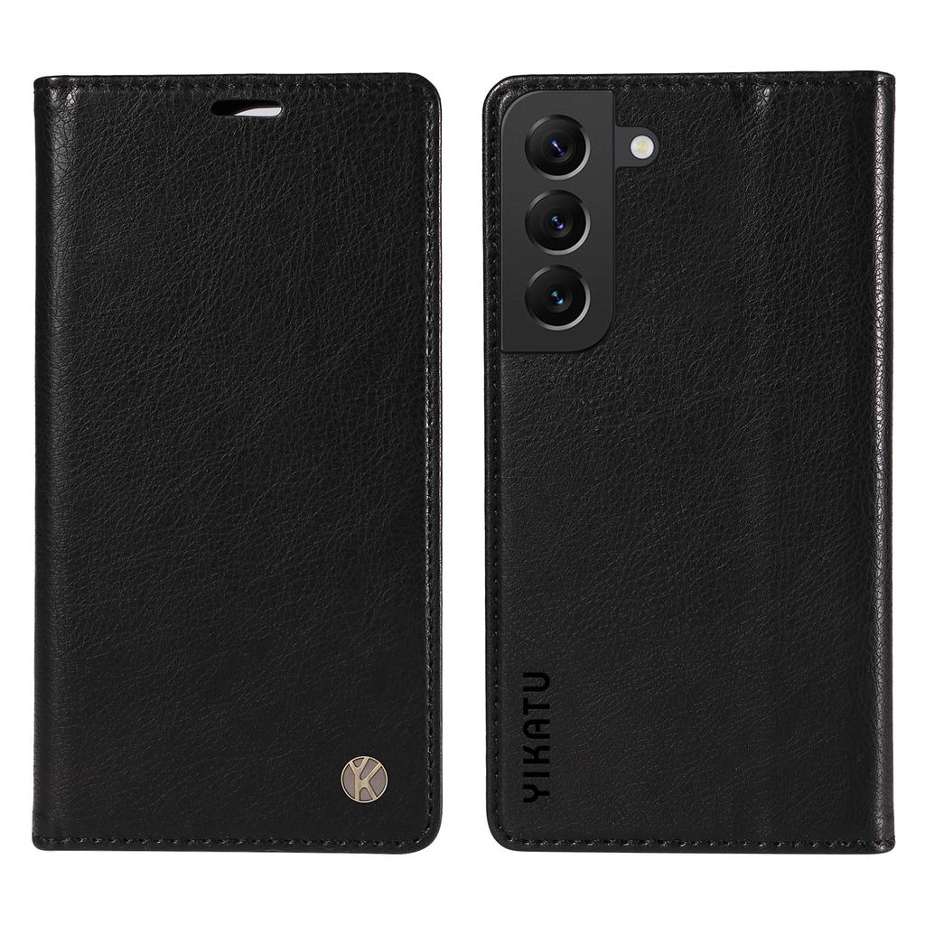 YIKATU YK-006 For Samsung Galaxy S22 5G Magnetic Case Litchi Texture Leather Flip Stand Phone Shell