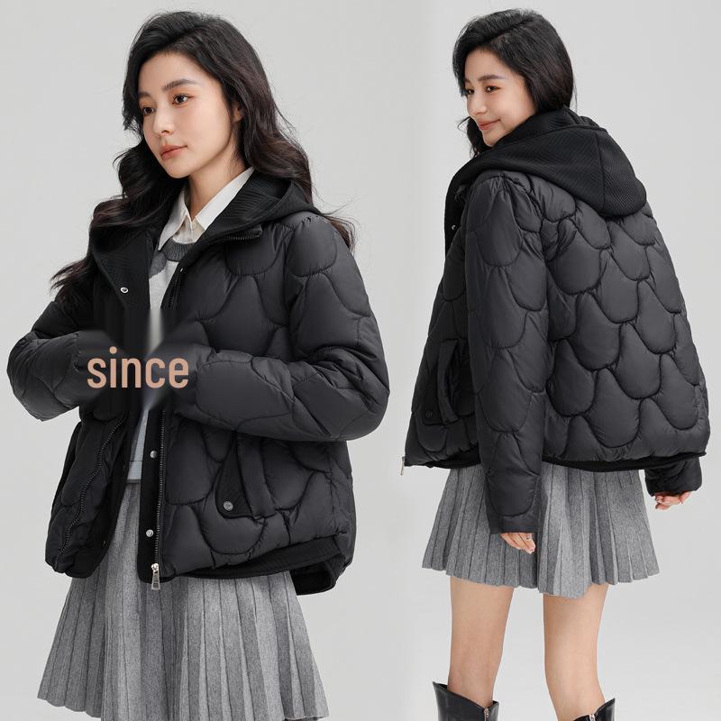

Women s Short Cotton Jacket - Faux Two-Piece, Thickened for Autumn and Winter L