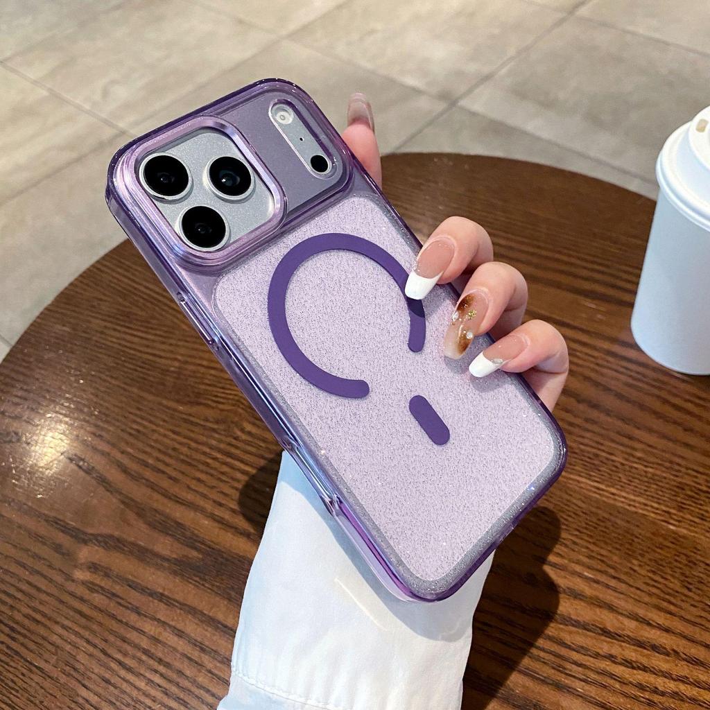 Compatible with iPhone 14/16 Pro/17 Pro Max: High Transparency, Drop-Proof, Glitter Magnetic Suction Case