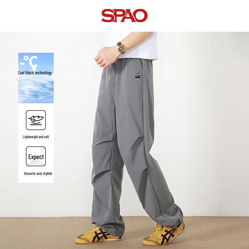 SPAO Men s Summer Breathable SP Bear Embroidered Straight Leg Pants 3XL