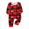 Christmas Print Matching Family Pajamas Set Long Sleeve Neck Top and Pants for Parents and Kids