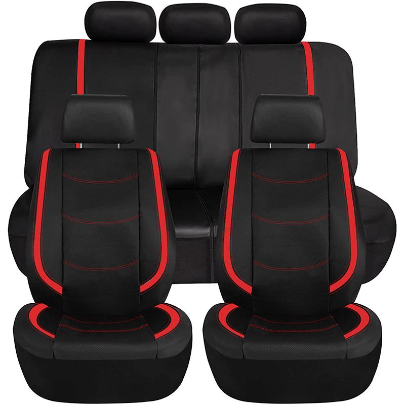 AUTO PLUS Universal Car Seat Cover Set Pu Leather Vehicle Cushion Full Surrounded Protector Fit Most Car Suv Truck  Accessories