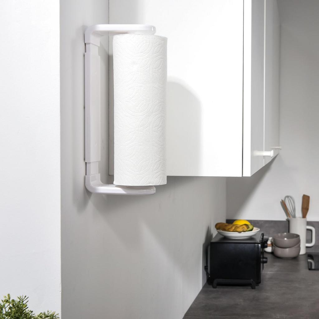 simpletome Paper Towel Holder with One-Handed Tear, Adaptive Tension Arm, Adjustable Length 24-28cm (White)