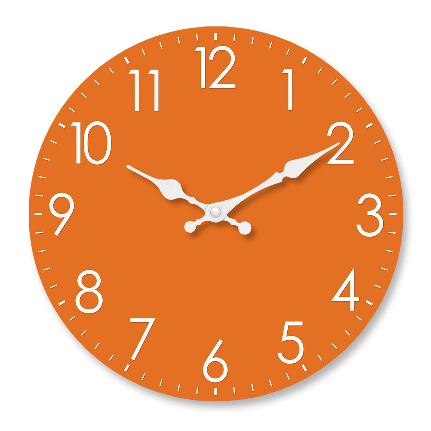 Up-to-date High-Quality Minimalist High-Quality Orange High-Quality Wooden High-Quality Wall High-Quality Clock High-Quality For High-Quality Living (as the picture,10Inch)