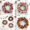 Autumn Artificial Peony Wreath With Silk Flowers For Holiday Door Wall Decor