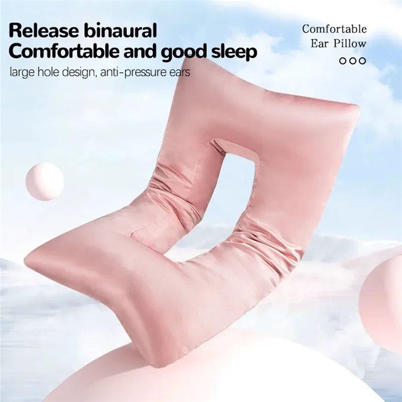 HHO-For Chondrodermatitis Ear Piercing Pillow Breathable Big Ear Hole With Satin Smooth Pillowcase