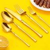Gold 24-Piece Stainless Steel Cutlery Set: Elegant Steak Knife, Fork, and Spoon for Western Cuisine.
