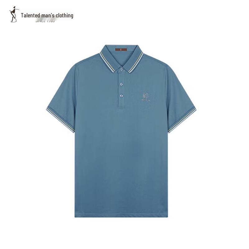 TRIES Men s Color-Block Lapel Short Sleeve Polo Shirt 48