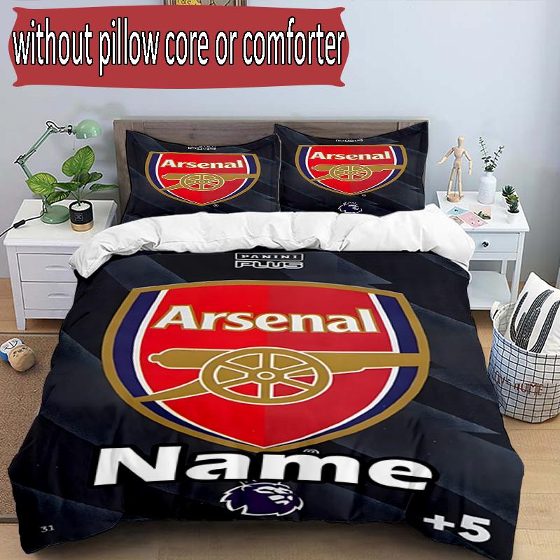 3pcs Duvet Cover Set (1*Duvet Cover + 2*Pillowcase, Without Core), Custom Name football team F.C Pattern Bedding Set, Home Bedroom Decor Gift