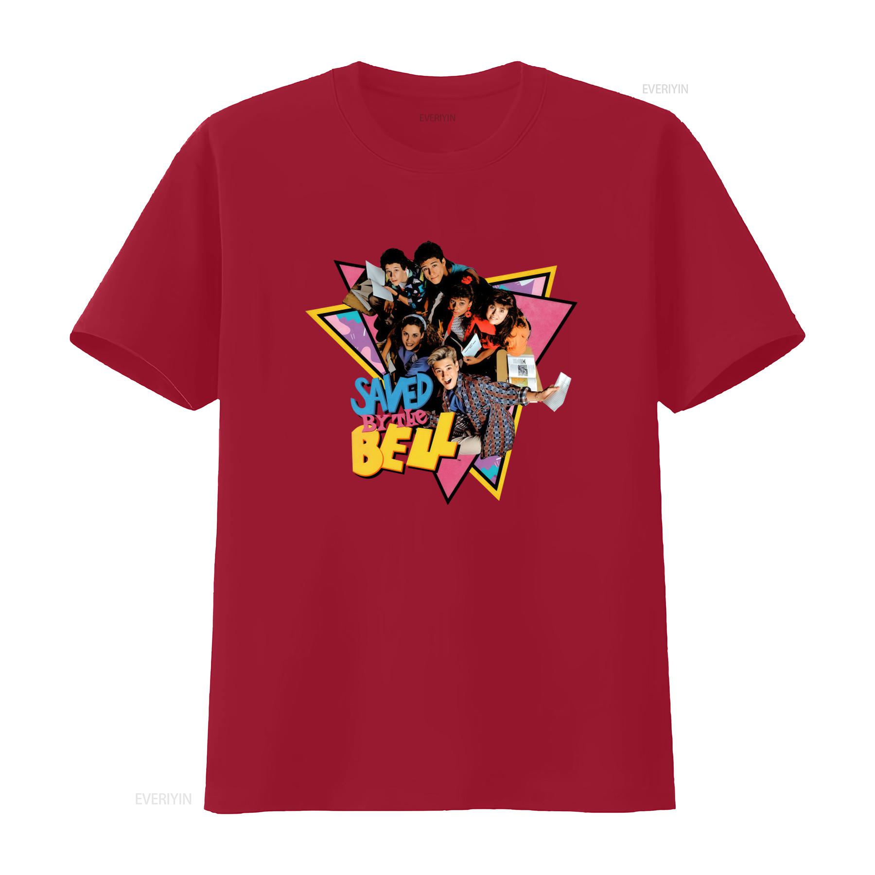 Saved By The Bell Group Triangles Tv Show T Shirt Retro 80s Style High Quality Print Perfect for Fans vintage Washed Soft S