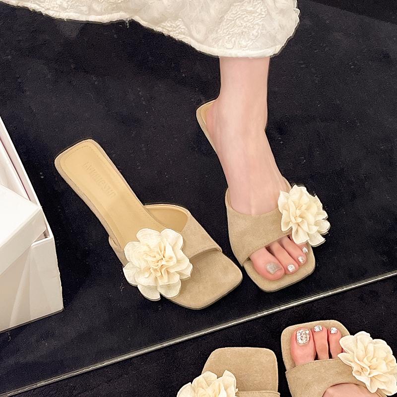 Fashion Flower Flats Women Slippers Summer Dress Walking Fashion Shoes Woman Casual Flip Flops 2025 Brand Trend Cozy Zapatillas De Mujer