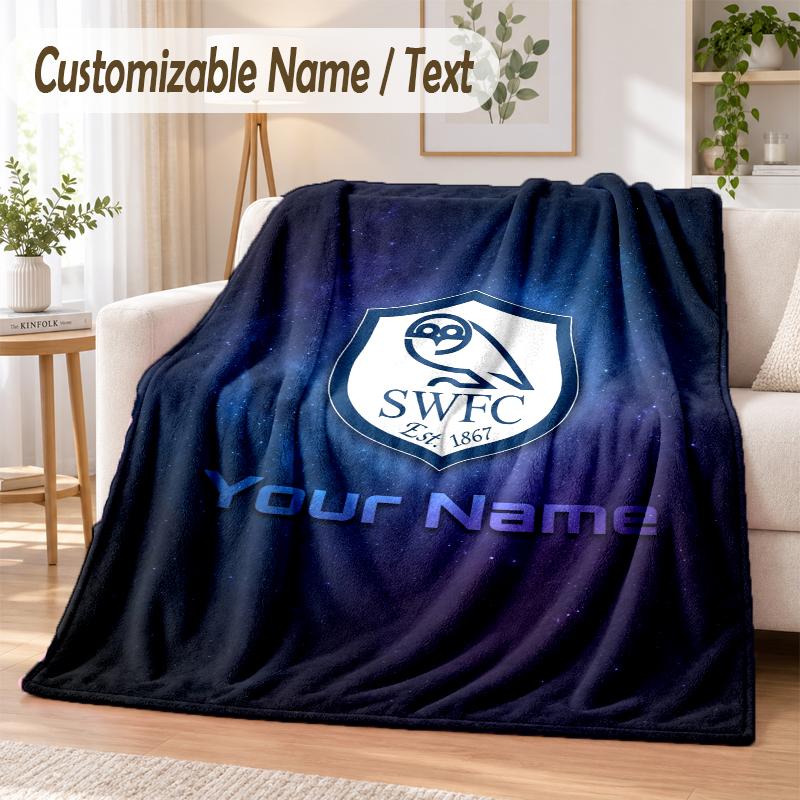 Custom Text Flannel Blanket Sheffield Wednesday FC Print Warm Cozy Blanket Home Sofa Bedding