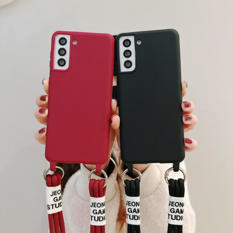 Strap Case For Samsung Galaxy S23 Ultra S21 S20 FE A54 A34 A14 S24 S22 Plus Shoulder Crossbody Lanyard Neck Rope Silicone Cover