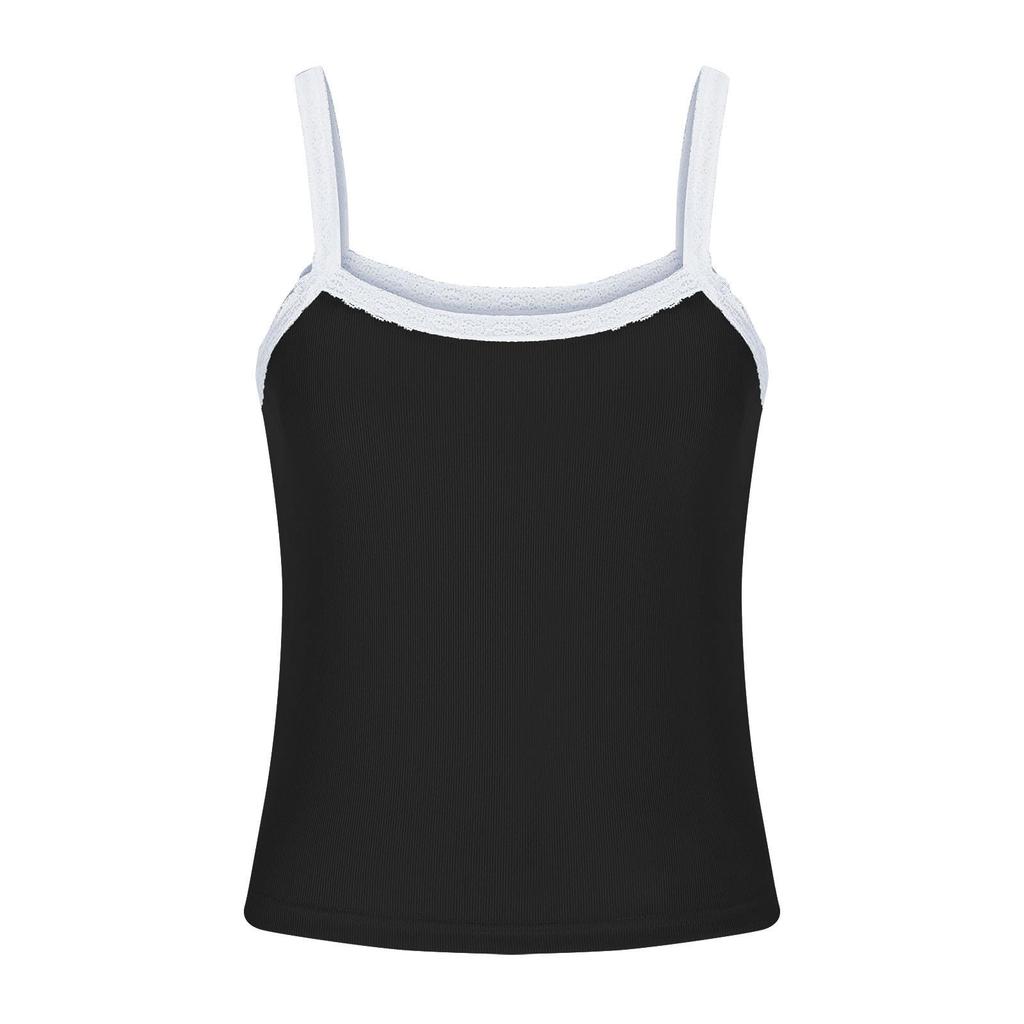 Women's Fashion Solid Color Spicy Girl Tank Top With Strap, Sexy Lace Lace, Versatile Tank Top
