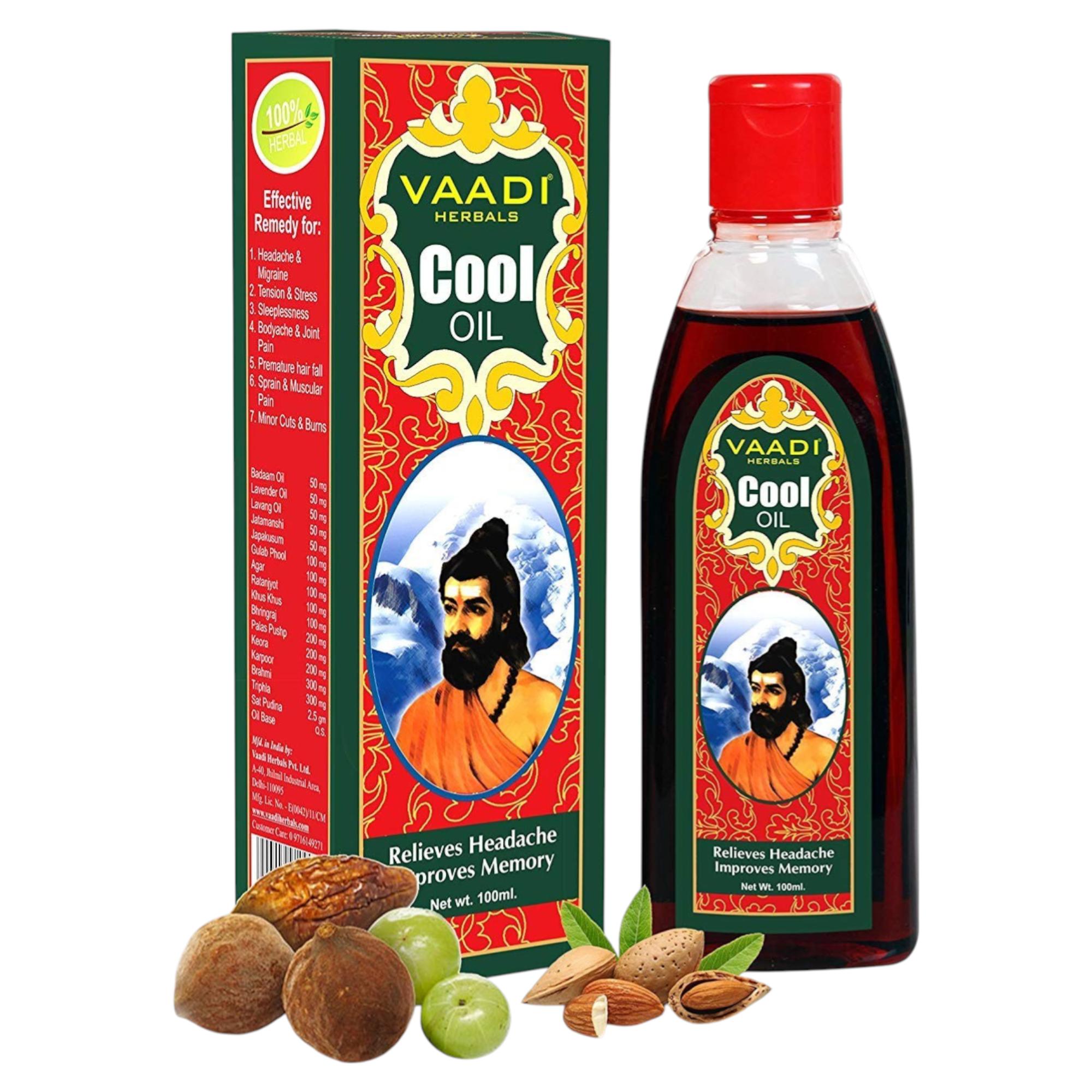 Vaadi Herbals Cool Oil With Triphla And Almond 200 ml Cooling Hair And Body Massage Oil For Relaxing Scalp Care And Daily Wellness