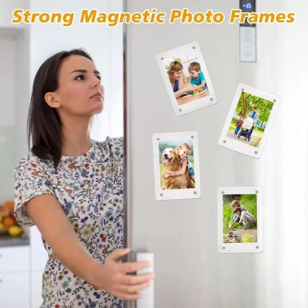 Double Sided Fridge Magnetic Photo Frame Transparent Fridge Photo Frame Refrigerator Display
