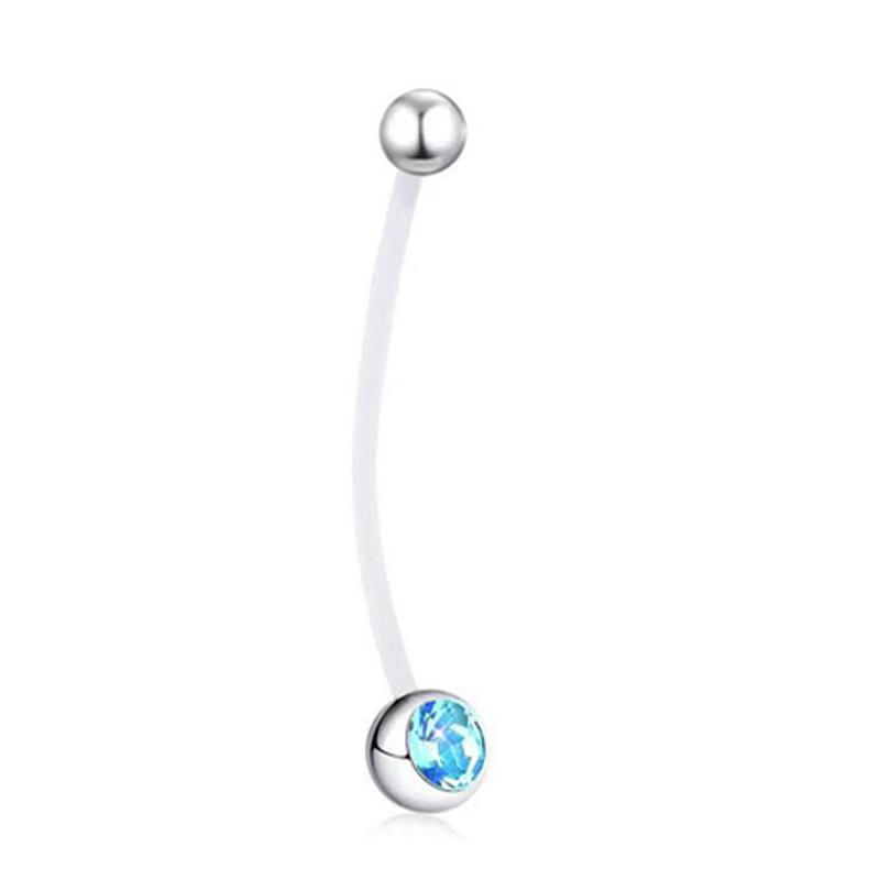 Acrylic Soft Bar Navel Ring for Pregnant Women - Steel Ball, Multi-color, Long Belly Button Piercing Ornament