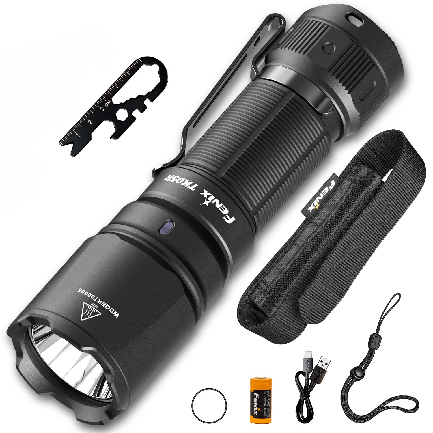 

Fenix Перезаряжаемый Светодиод 3000 475М Дальний Портативный IP68 Часы Работы Батареи Катастрофа Высокий Супер Тактический Фонарь для Улицы Аккумулятор 1100мАч TK05R-R чёрный