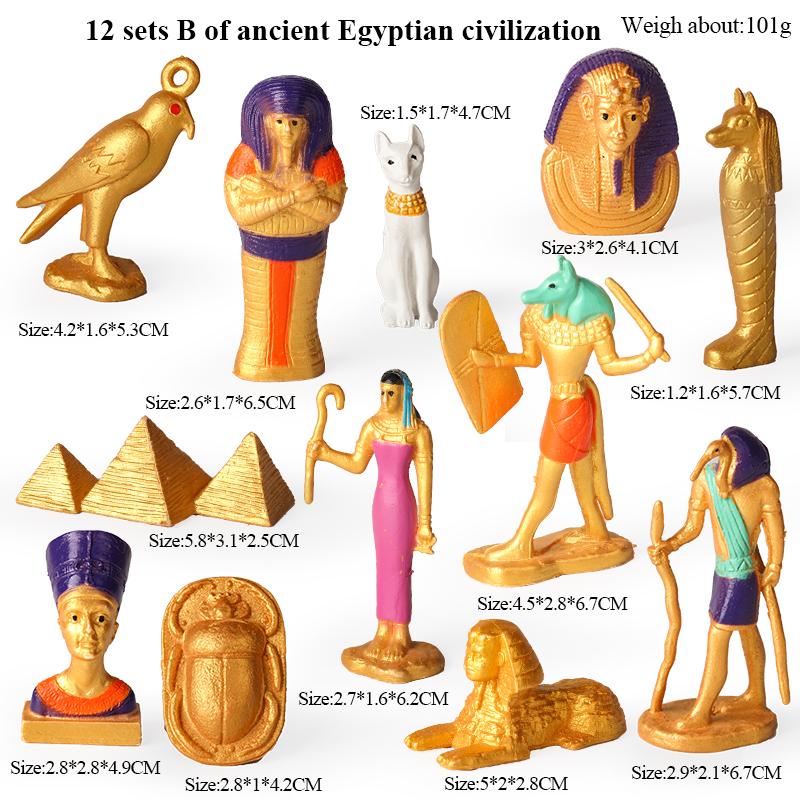 Oenux Ancient Egyptian Mummy Box Sphinx Pyramid Bastet Taj Mahal Landmark Great Wall Colosseum Model Set Action Figure Toy Gift