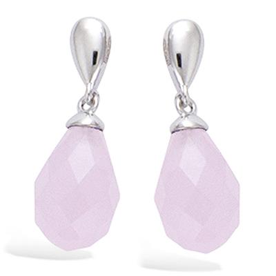[N6886] - Silver Earrings 'Linda' Silver Pink (rhodium-plated) - 20x7 Mm