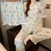 Cartoon Puppy Cute Fun Style Imitation Cotton Edge Pajamas Women's Summer Loungewear Short-sleeved Three-piece Set