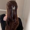 5.5cm Rhinestone Hollow Butterfly Pearl Tassel Hair Grab