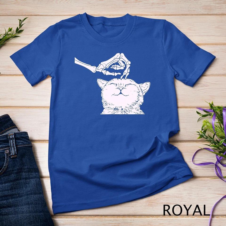 Cat Skeleton Hand Lazy Halloween Costume Cool Bones Kitten Unisex T-shirt 8 4XL