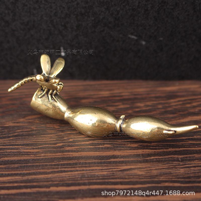 Four Treasures Of The Study Ancient Brass Dragonfly Lotus Root Holder Small Ornament Antique Calligraphy Special Pen Rest So