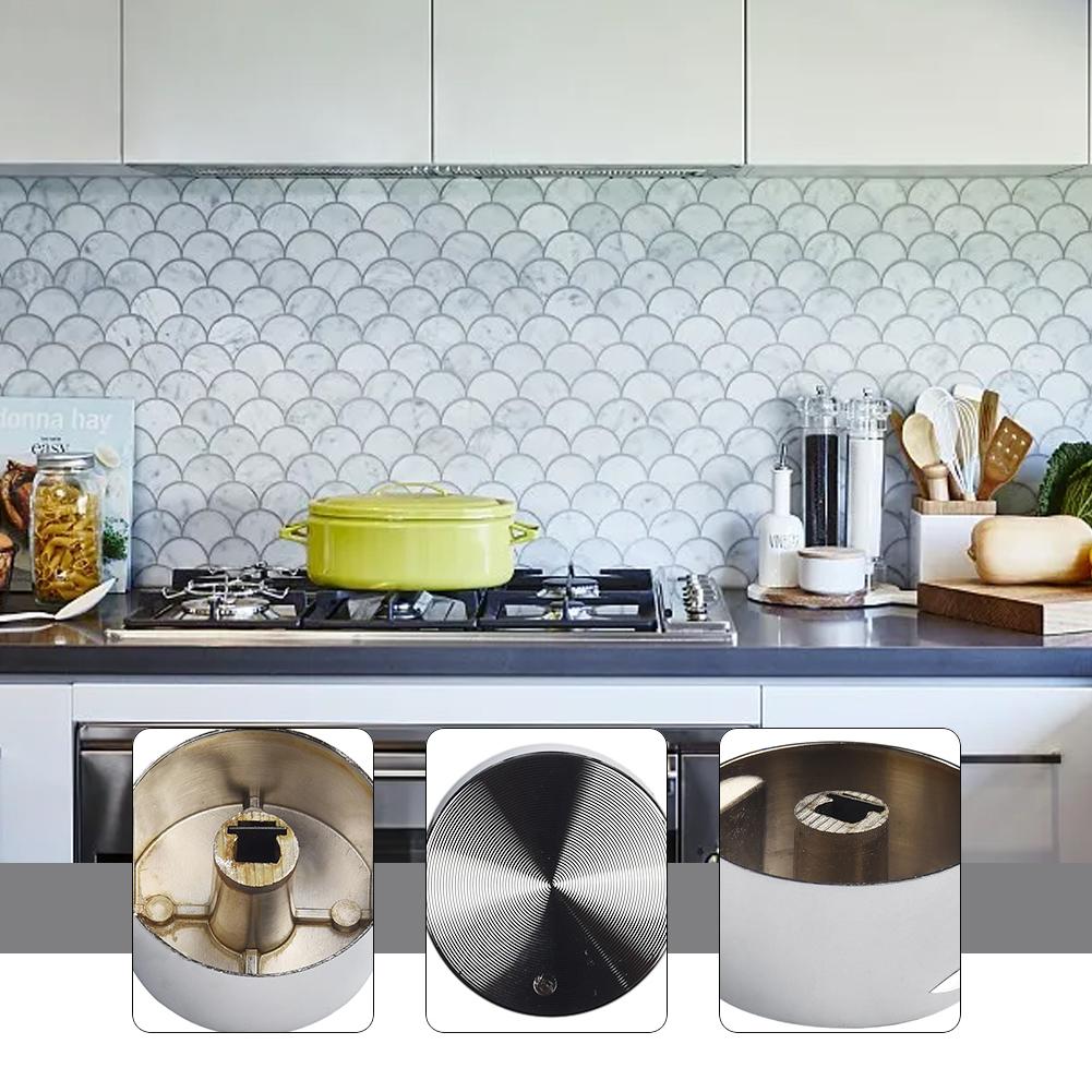 6PCS Round Zinc Alloy Knob Handles Compatible with Gas Stoves Cooktops Ovens and Electric Stove Rotary Switches