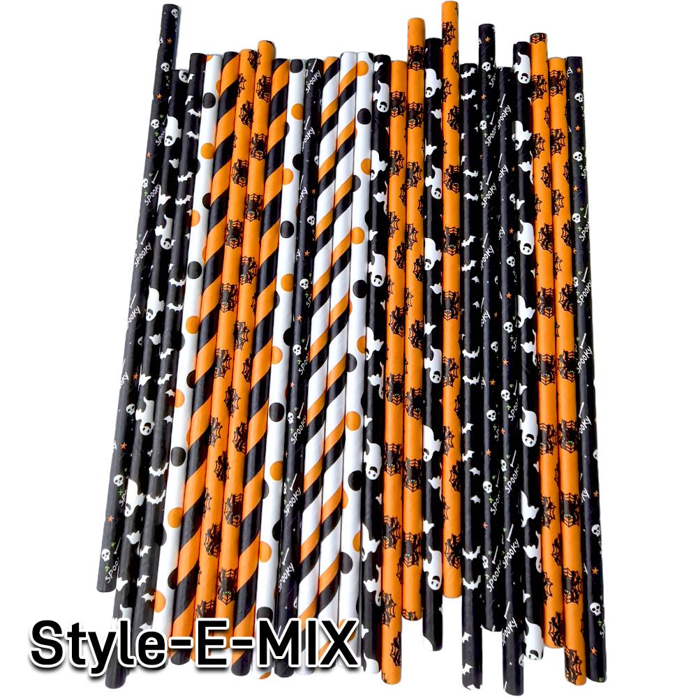 500pcs Halloween Party Favors Paper Straws Black and Orange Party Biodegradable Drinking Stripe Straws for Halloween