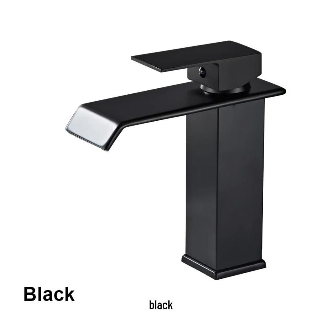 Stainless Steel Cross-Border Waterfall Faucet: Hot/Cold Single Hole Bathroom Vanity Basin Tap