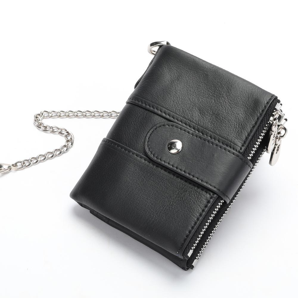 Retro Leather Men's Wallet Short Anti-theft and Anti-magnetic Cowhide Wallet Denim Credit Card Bag