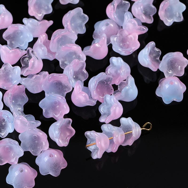 50Pcs/Bag 7X12Mm Colorful Bellflower Lampwork Beads Caps Glass Spacer Beads For Jewelry Making Diy Handmade Bracelets Hairpin