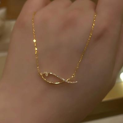 Goldfish, Accompanied By Simple Pen, Fish Body, Line Necklace, Female Hollow, Cute Small Fish, Collarbone Chain