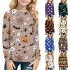 Children's Halloween Print Long Sleeve Neck T-Shirt for Boys Girls