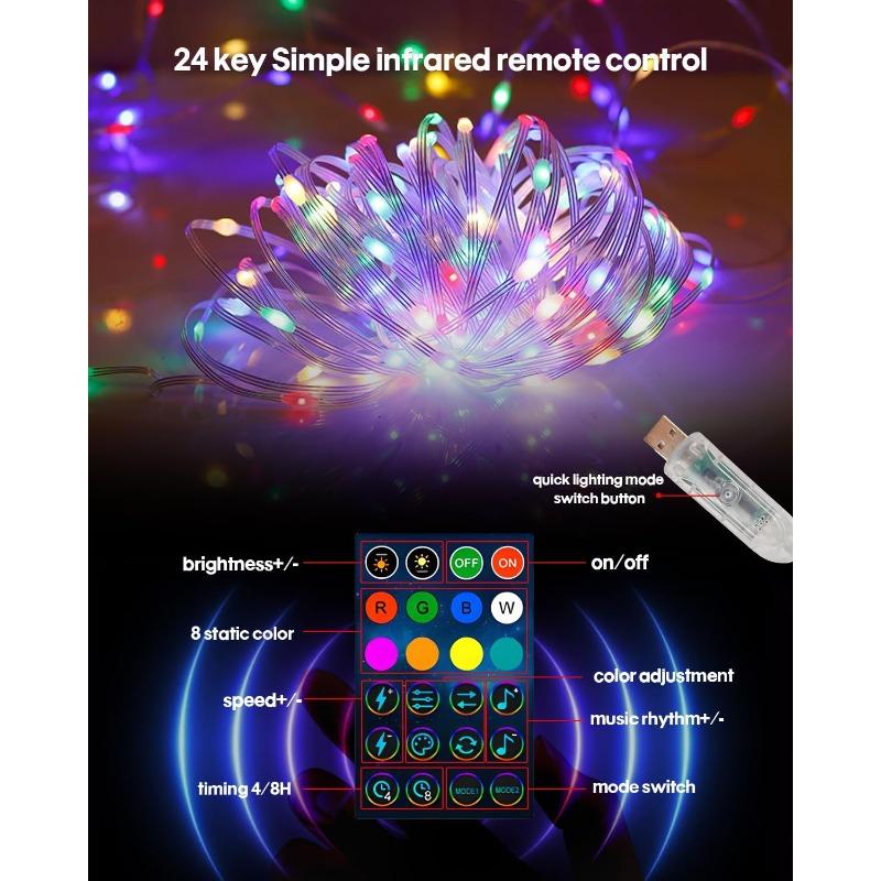 Smart Fairy String Light DIY Color Changing String Lights Remote App Control Dynamic RGBIC Twinkle Light for Party Wedding Decor