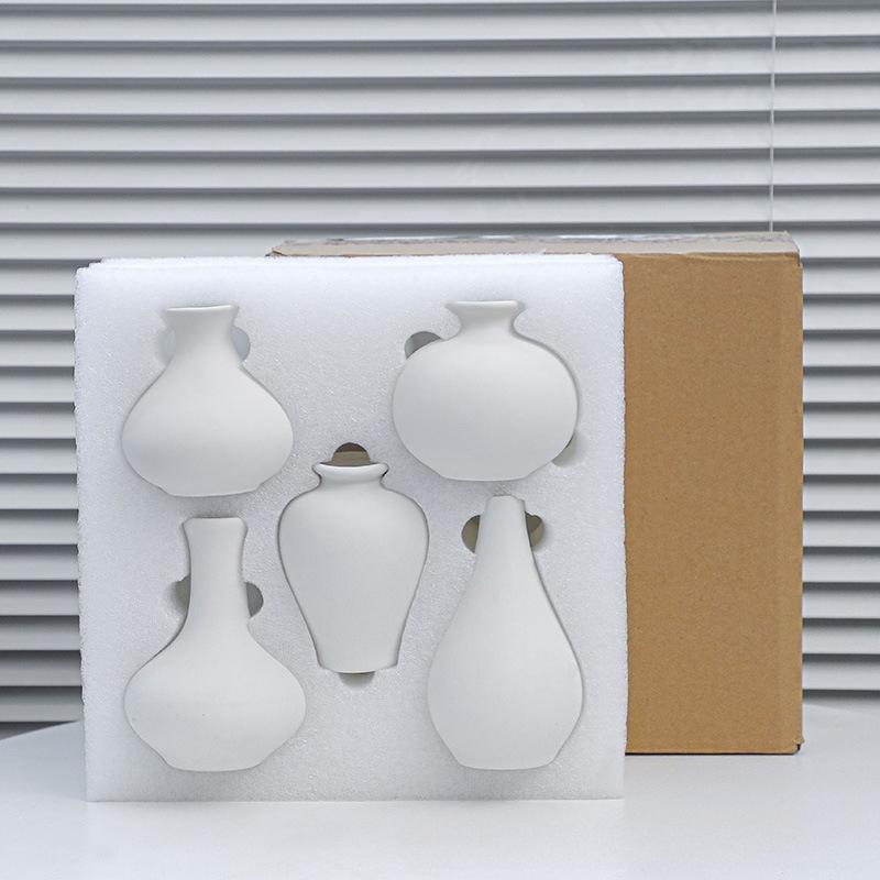 Solid Color Simple Ceramic Vase Home Ceramic Crafts Decoration Small Flower Ware Entrance Hall Desktop Decoration Birthday Gift