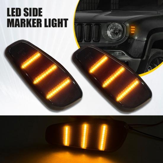 2x Amber LED /White Side Marker Lights Fender Lamps For 2015- Jeep Renegade