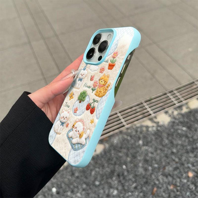 

Printed orange cat is suitable for iPhone17/16promax mobile phone case, half-pack case, cartoon. apple x/xs