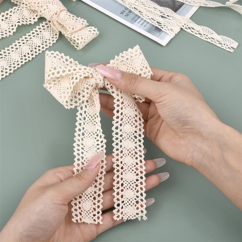 5 Yards Cotton Thread Lace Wave Woven Cotton Thread Lace Handmade DIY Clothing Curtain Materials Lace Satin Ribbon