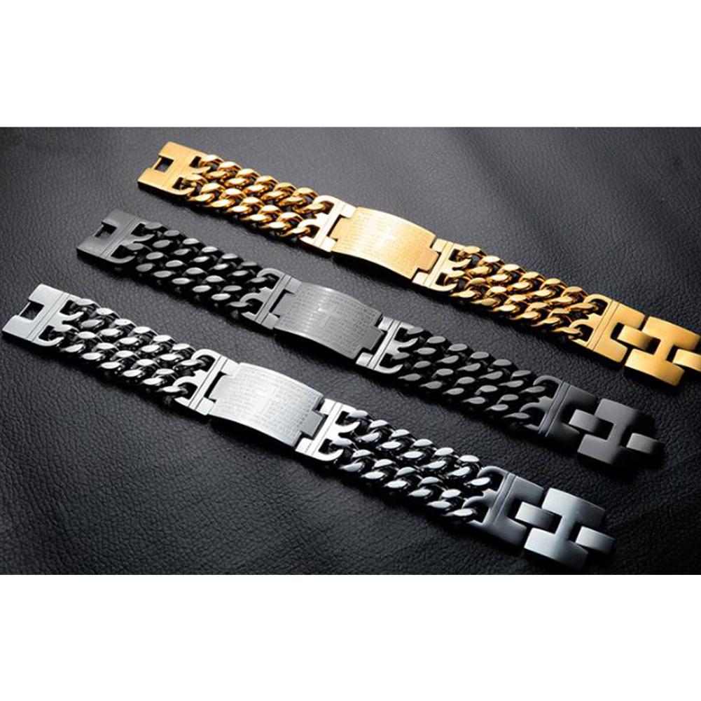 Men Fashion Classic Crucifix Pattern Carbon Teel  Bracelet