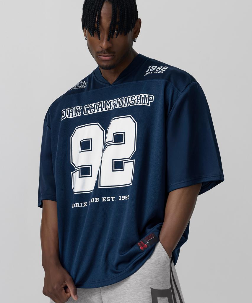 DRIX Rugby Oversized Mesh Jersey Half Sleeve_Navy