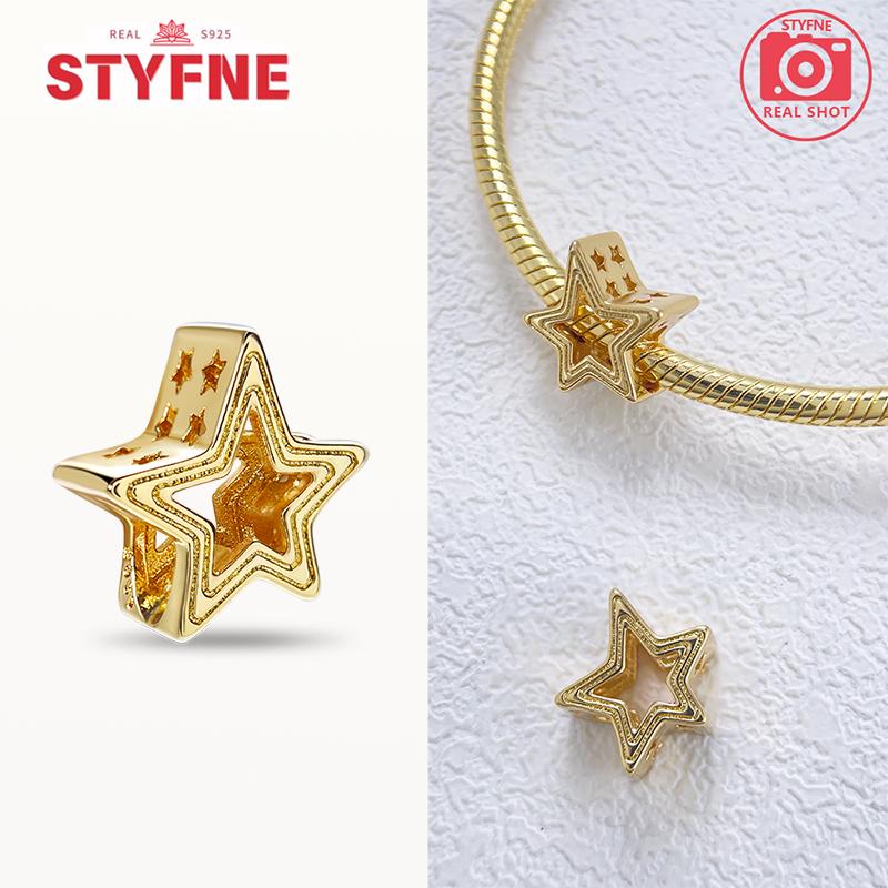 Silver S925 Heart Series Charm Gold Love Star Beads Double Dangle Charm Be Love Heart Charm for Women Diy Jewelry Gifts