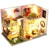 moin moin Scale Dollhouse Miniature Handmade Kit DIY Model Room Style Modern Japanese Medium Size LED Light Acrylic Case 2305dh389 1/24 Set, Two-Story