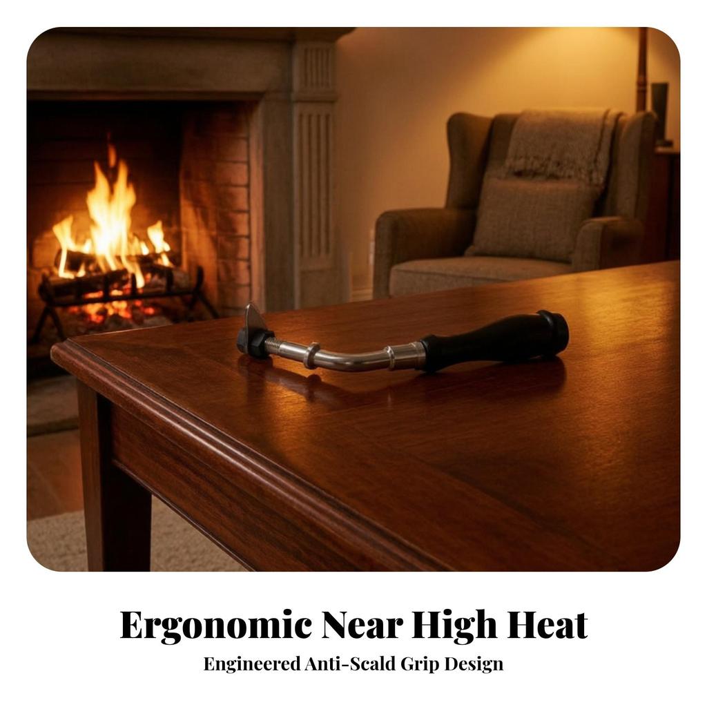 Fireplace Handle with Insulated Grip Threaded Metal